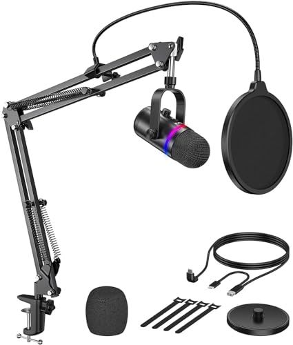 TECURS RGB Gaming Streaming Microphone
